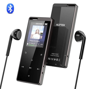 AGPTEK Bluetooth 4.0 16GB MP3 Player with 1.8" TFT Color Screen, Touch Button Music Player with FM Radio, Voice Recorder, Supports up to 128GB SD Card - Imported from UK
